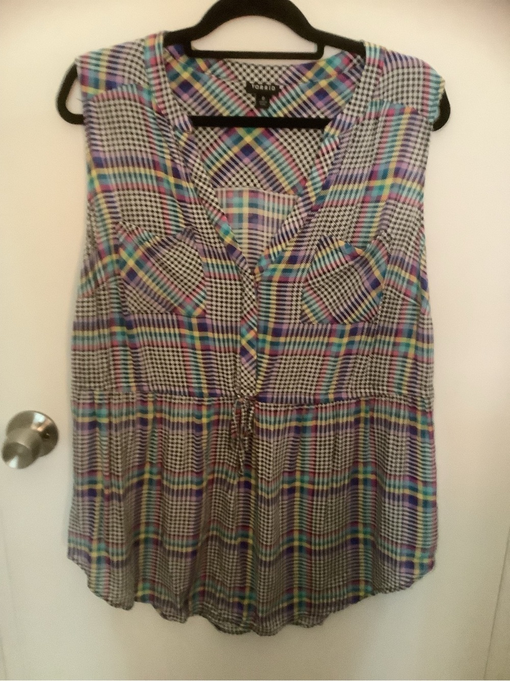 torrid Multicolor Plaid Sleeveless Tank - Purple, Blue, Pink, Yellow, Black